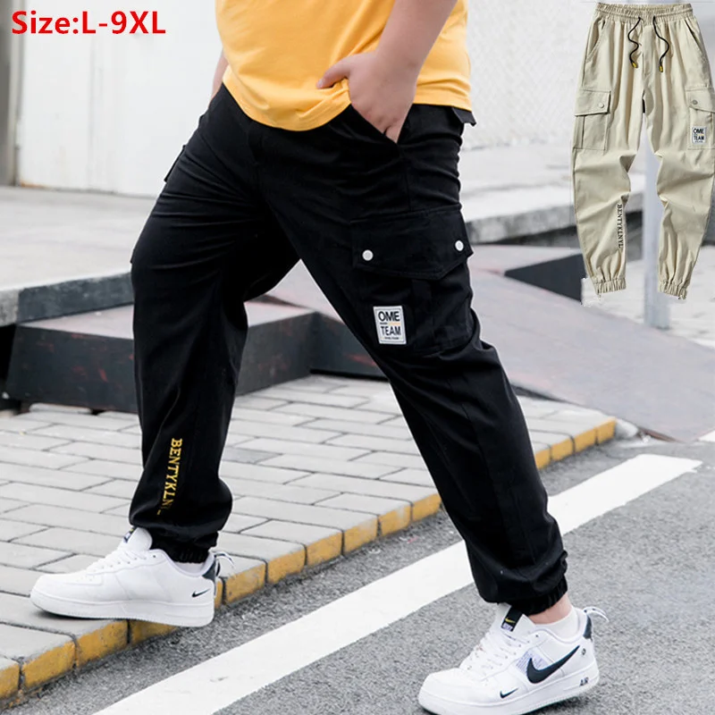 

Брюки-карго свободного покроя, Джоггеры в стиле хип-хоп, большие спортивные брюки-султанки в стиле сафари, хлопковые эластичные брюки до щиколотки, 5XL, 6XL, 8XL, 9XL