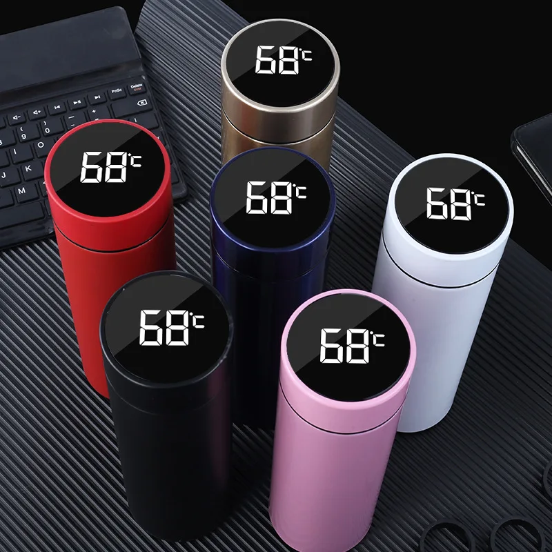 

Travel Thermos Mug Intelligent Color Changing Temperature Insulation Cup Stainless Steel Vacuum Leak-Proof Coffee Cup Gift 500ML