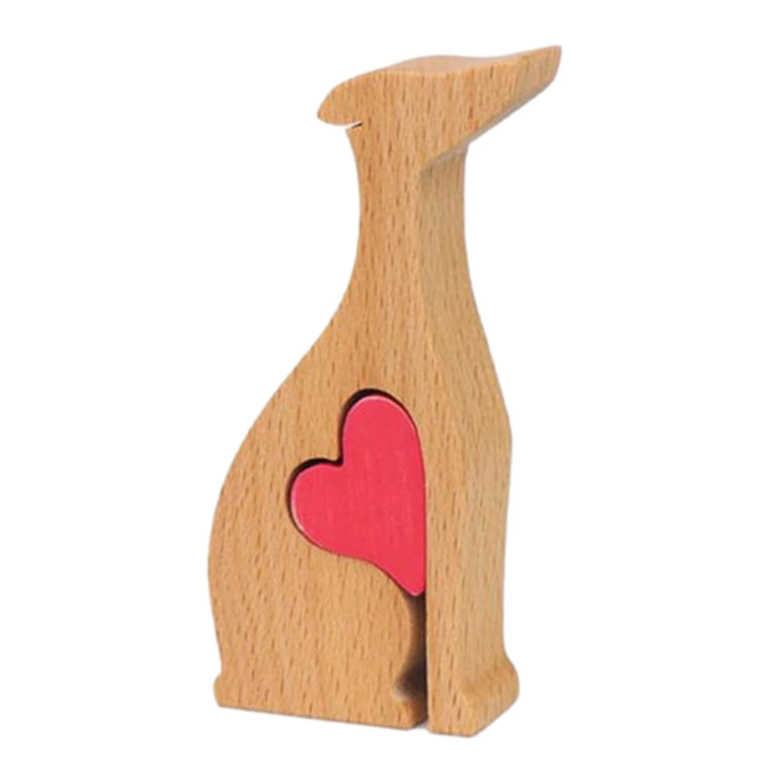 

Wooden Whippet Dog Figurine with Red Heart Wood Collectible Figurines Animals Doll Christmas Decorations Ornaments for Home