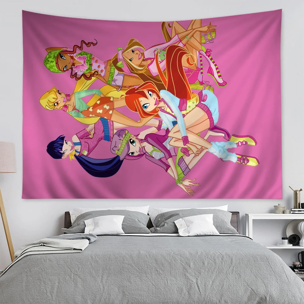 Девушка мультфильм W-Winx висящий богемный гобелен настенный Мандала дешевый хиппи