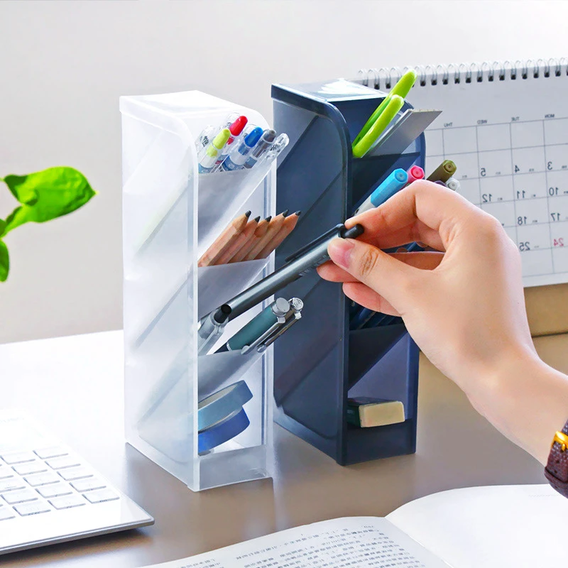 

Oblique Insertion Pen Holder Multi-layer Desktop Organization Vertical Large Capacity Office Stationery Storage Pen Holder