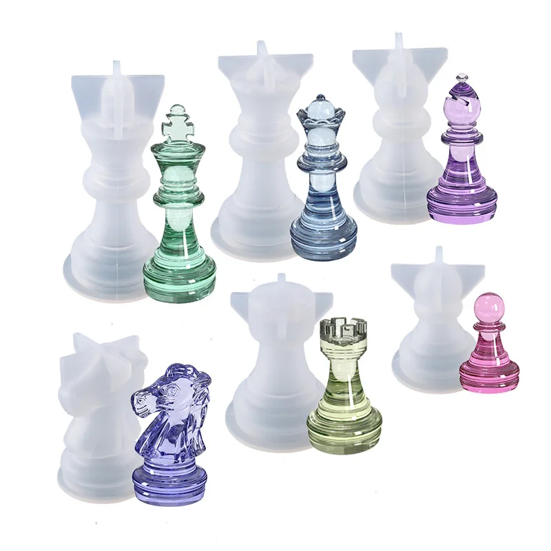 DM342 الشطرنج الدولي قالب من السيليكون مجموعة رقعة الشطرنج مولي Resine الايبوكسي لحفل زفاف المنزل