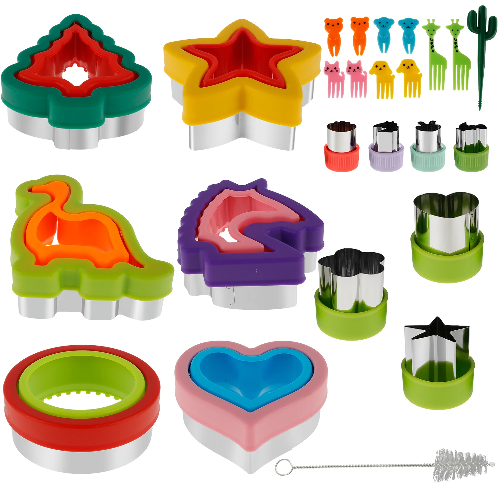 

30Pcs Sandwich Cutter and Sealer Set Stainless Steel Fruit and Vegetable Shape Cutter Colorful Detachable Sandwich Mould Cutter