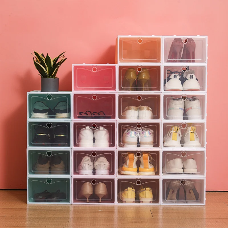 1/6/12pcs Transparent Shoe Cabinet Stacked Combination Nike YEEZY Sneakers Shoe Storage Box Dustproof Plastic Shoe Organizer Box