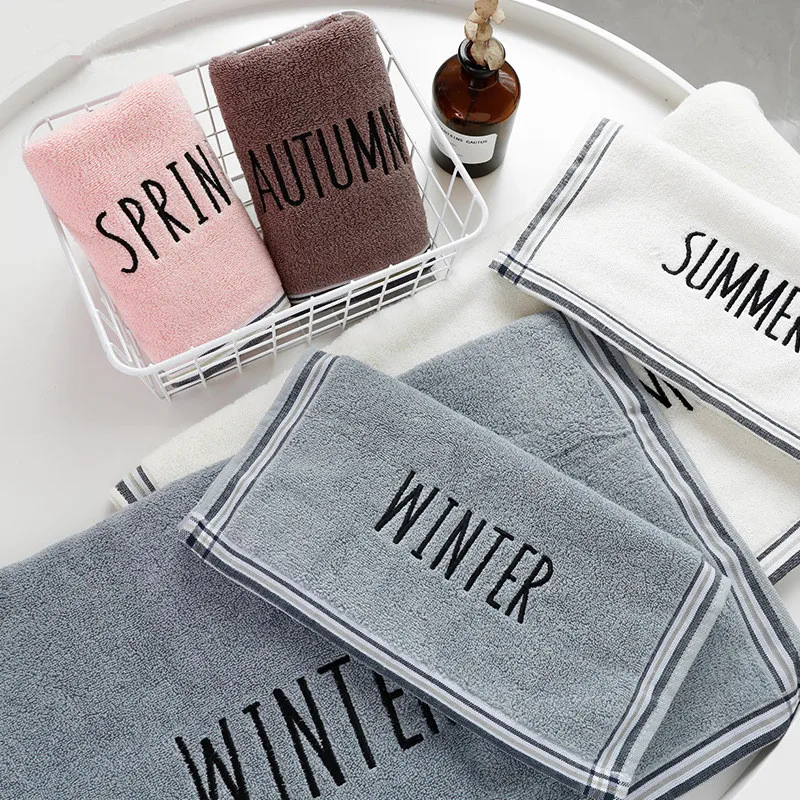 Полотенце для рук взрослых 34x75 см 100% хлопок однотонная ткань с вышивкой дома