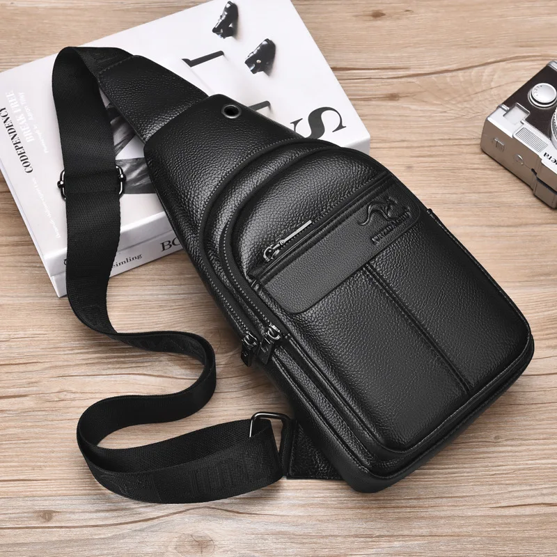 New 2023 Men's chest bag shoulder bag large capacity Fashion Crossbody Bag PU leather handbag Retro casual shoulder bag