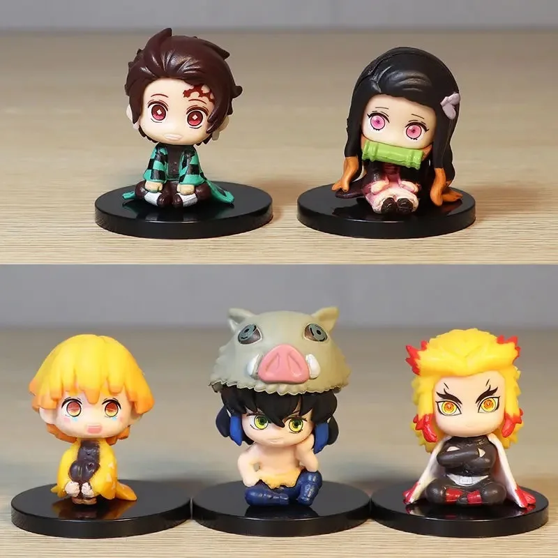 

Demon Slayer Figure Tanjiro Nezuko Figurine Inosuke Zenizu Action Figure Q Ver. Sitting Kimetsu No Yaiba Figures Model Toy