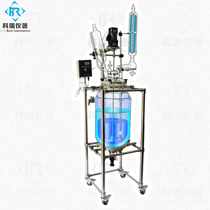 

Kori 50l lab used jacketed chemical glass reactor