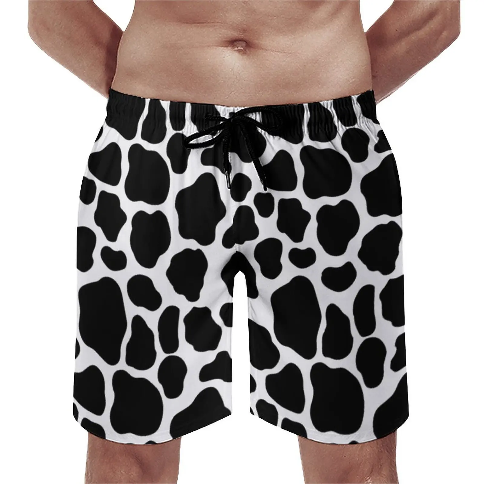 

Cow Print Board Shorts Summer Cow Spots Animal Sports Fitness Beach Short Pants Men's Comfortable Design Oversize Swim Trunks