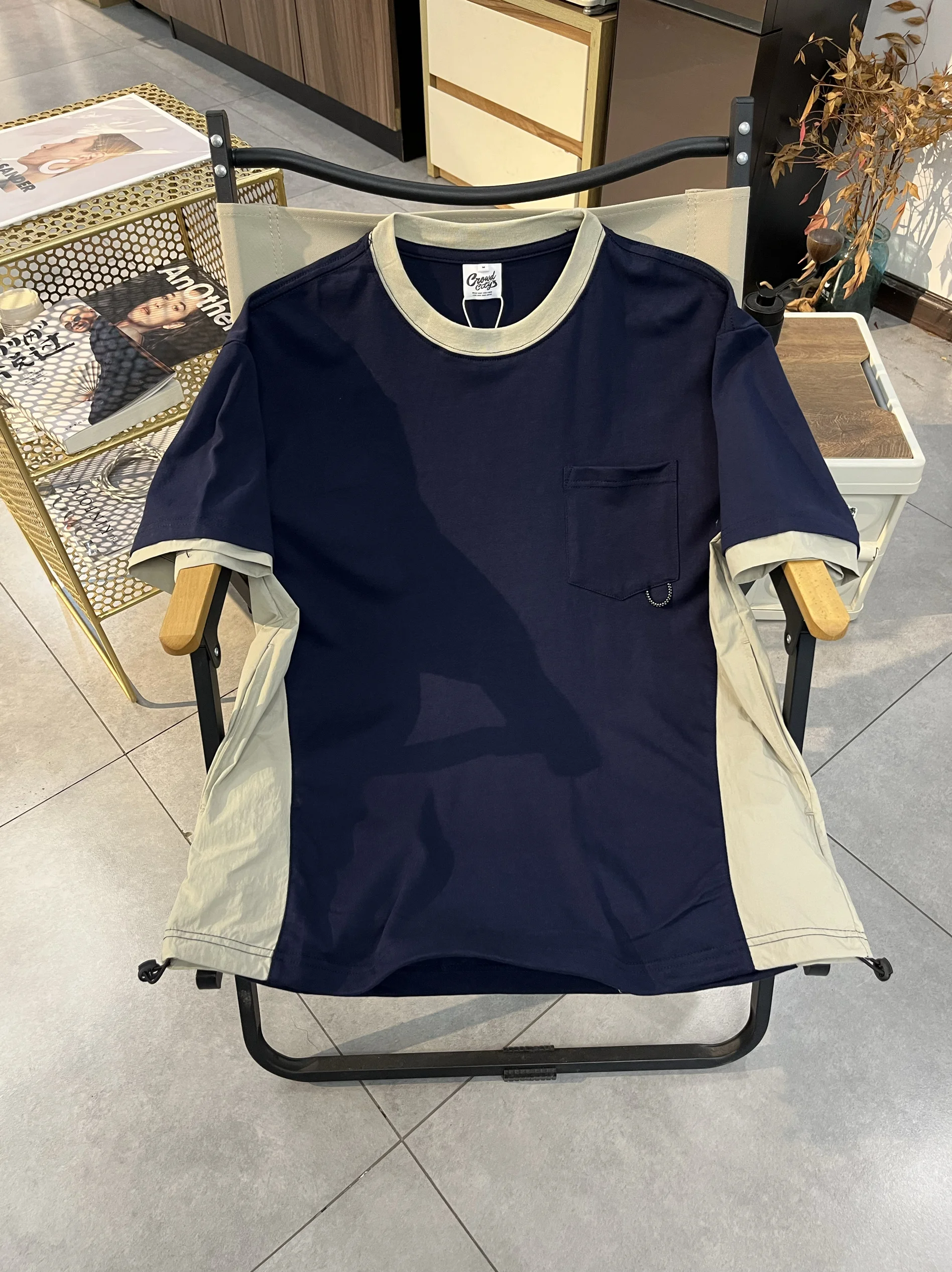 Gaben Crisp Открытый горный кемпинг Функция Лоскутная футболка-карго с короткими