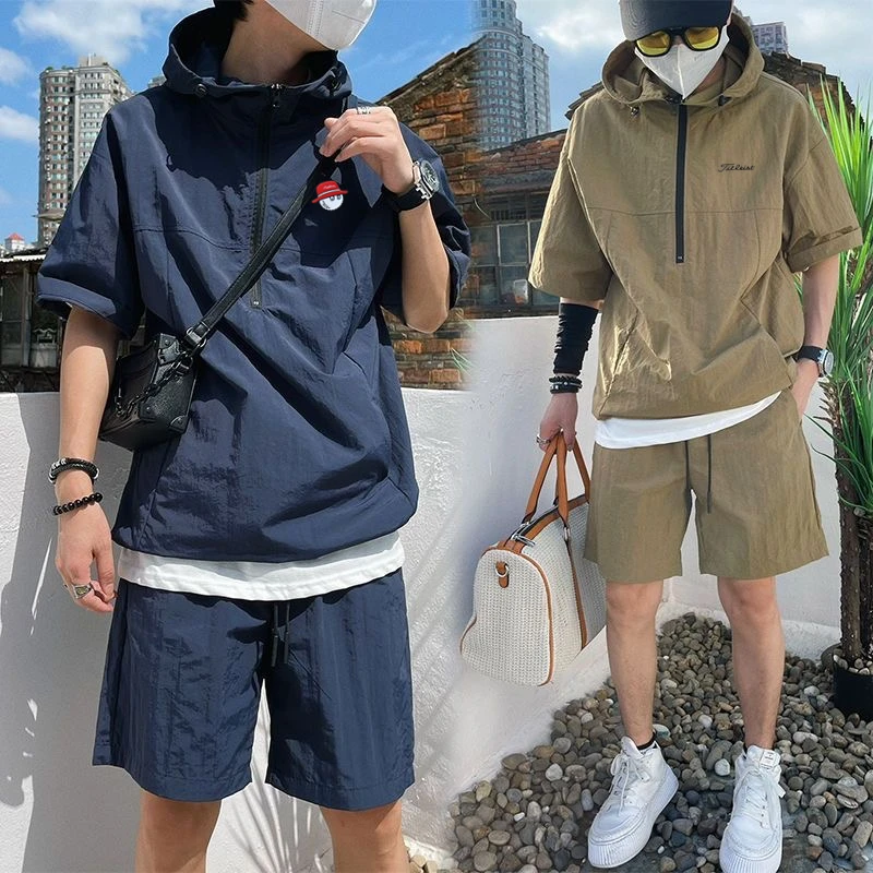 

Horse Golf Wear Men 2-piece set Summer Golf Wear Men Golf Suit Malbon Golf T-shirt Utaa Golf Shorts Suit Hooded Men Golf Wear