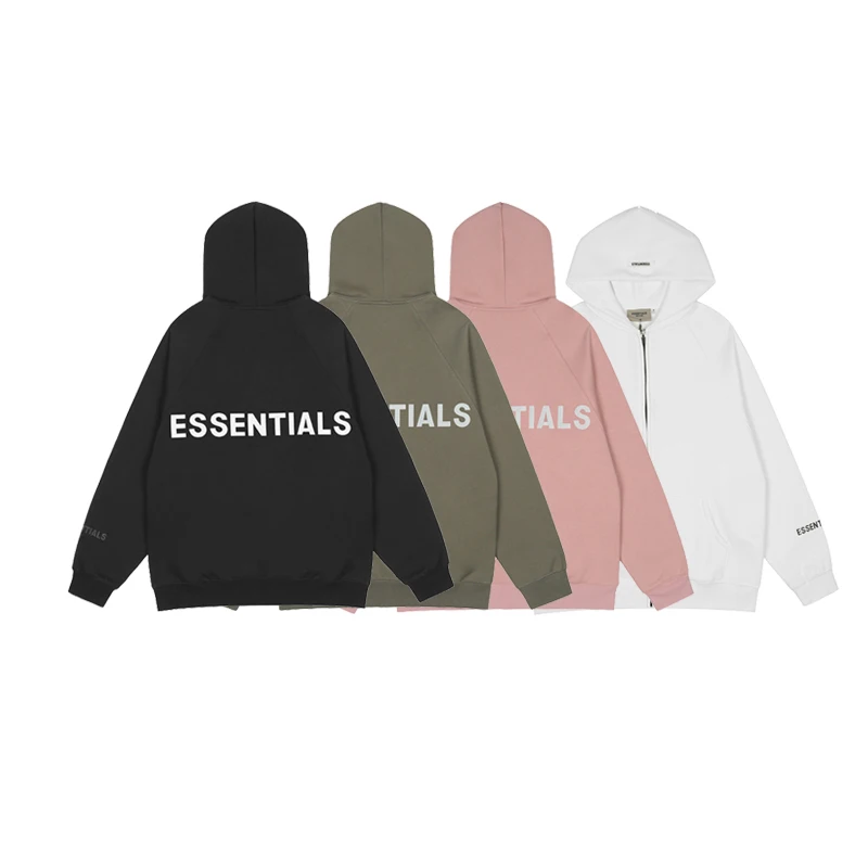 

Essentials of God 3M Reflective Letter Print Zipper Hoodies Men Women Hip hop Oversize Streetwear Loose Hoodies With Zip