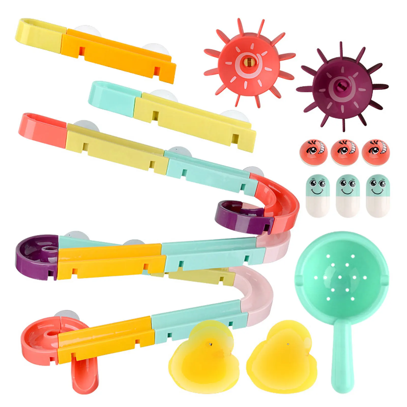 

Kids Bath Toys Balls Track Game Shower Water Slide With Suction Cups Water Toys DIY Educational Bath Watermill Toy Bathtub Toys