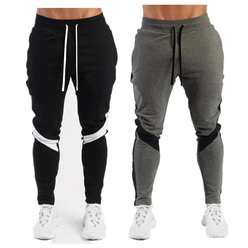 

QIWN Winter New Sports Pants Color Matching Plus Velvet Guard Pants Warm Feet Pants Men's Sports Pants Fitness Casual Pants