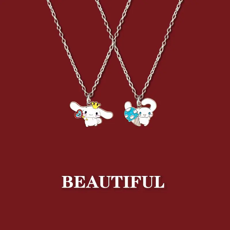 

Sanrio Anime Metal Necklace Cute Cartoon Cinnamoroll Childlike Fun Best Friend Gifts Birthday Gift Fresh and Colorless Pendant