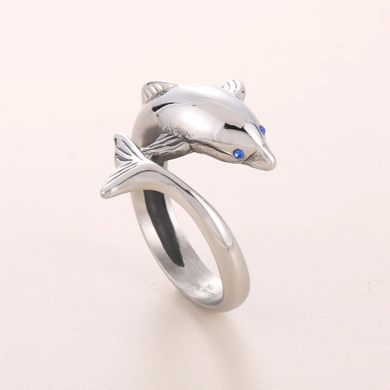 

Креативное мужское кольцо с маленькими животными из нержавеющей стали, титановая сталь, хипстерское мужское кольцо с синими глазами