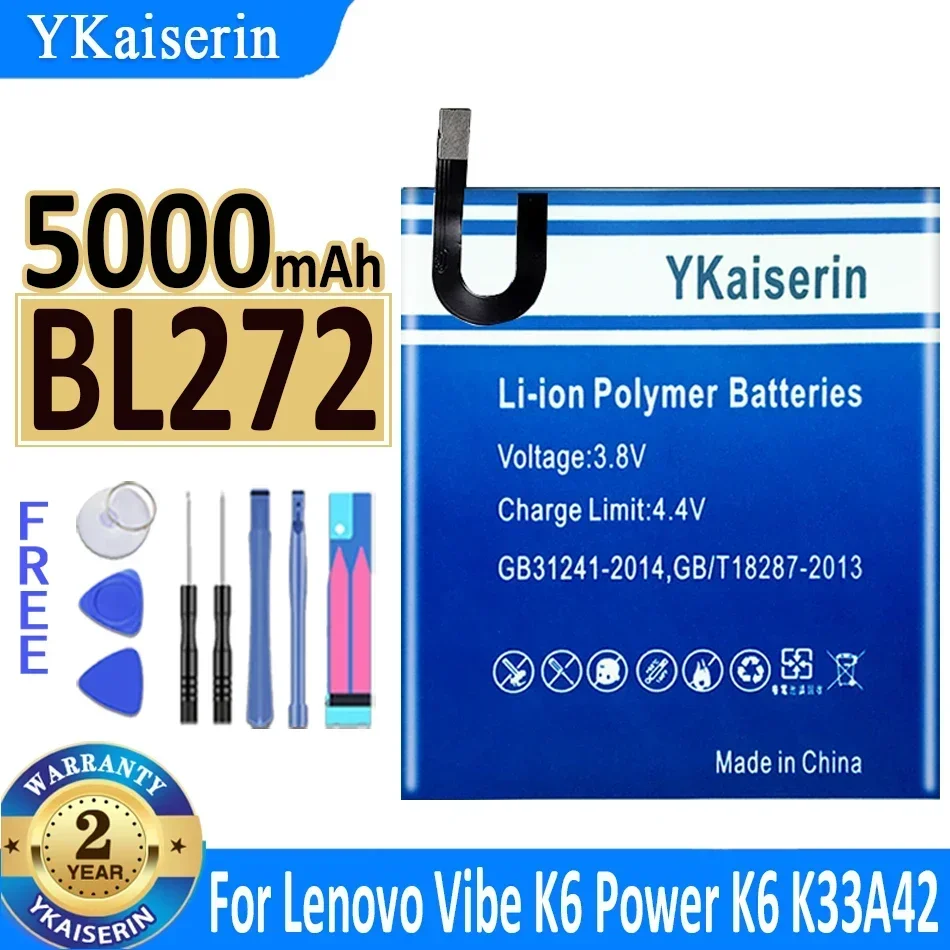 Аккумулятор YKaiserin BL272 BL267 для Lenovo Vibe K6 Power XT1662 K33A42 Akku K33a48 K33b36 K33b37 Bateria