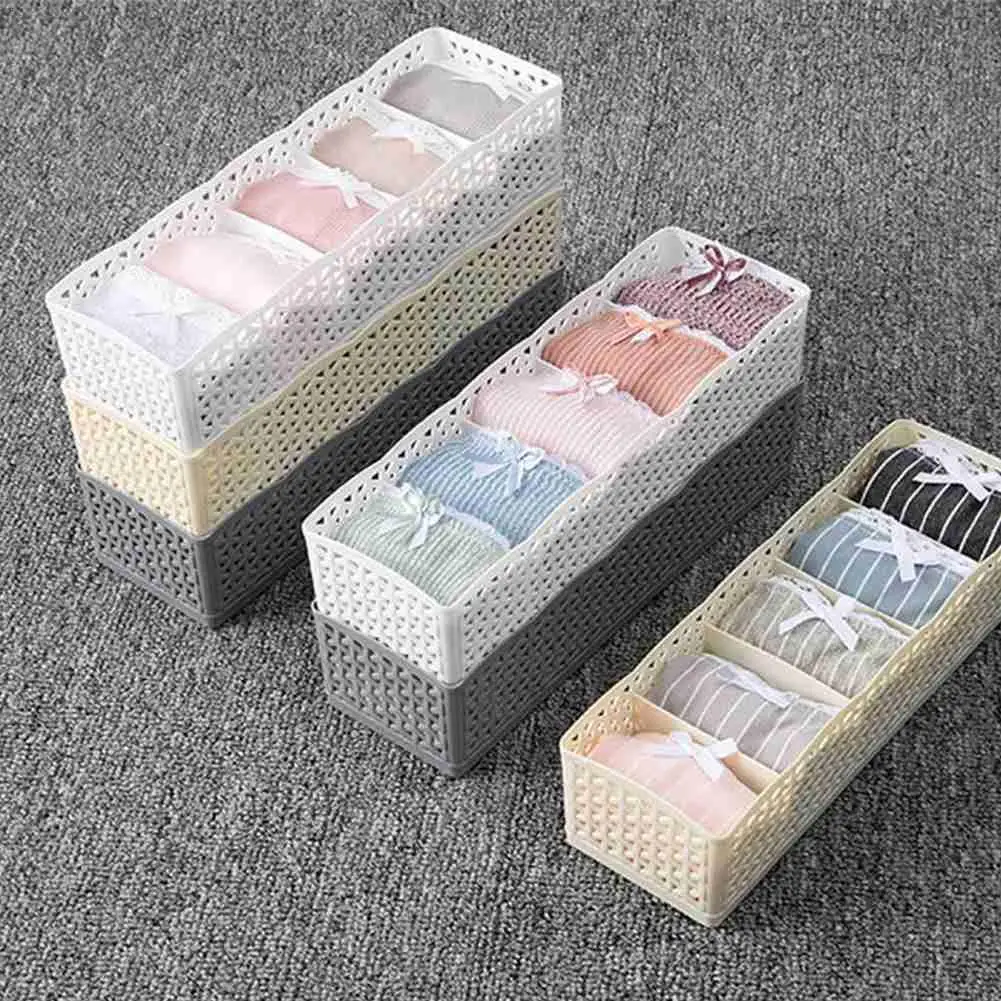 

Box Organizer 5-grids Multi-function Plastic Drawer Organizador Tie Bra Socks Underwears Drawer Divider Organizers Storage Box