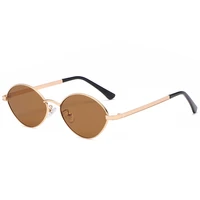 new small frame oval sunglasses women metal frame sun glasses tea color eyewear uv400
