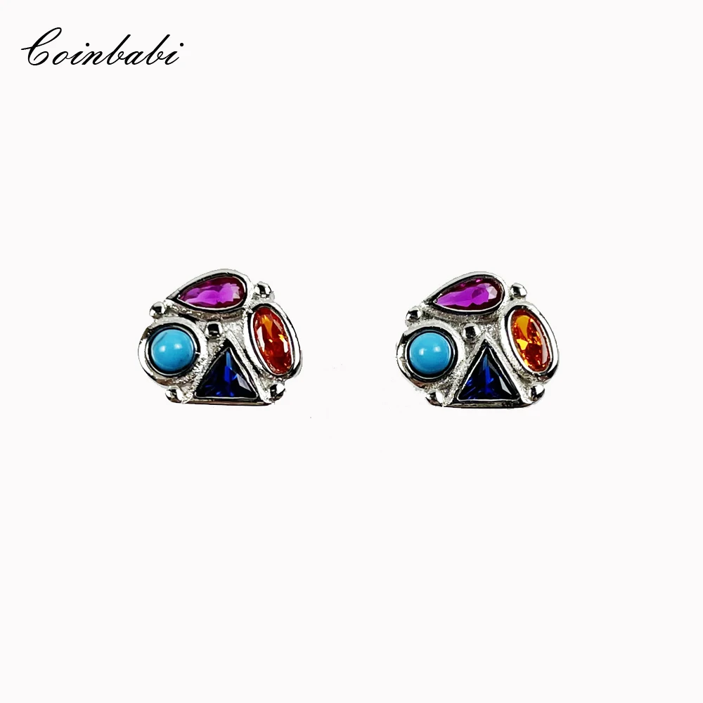

Ear Studs Play of Colours In Paradisiacal 925 Sterling Silver Brand New Fine Women Jewerly Romantic Elegant Europe Bijoux Gift