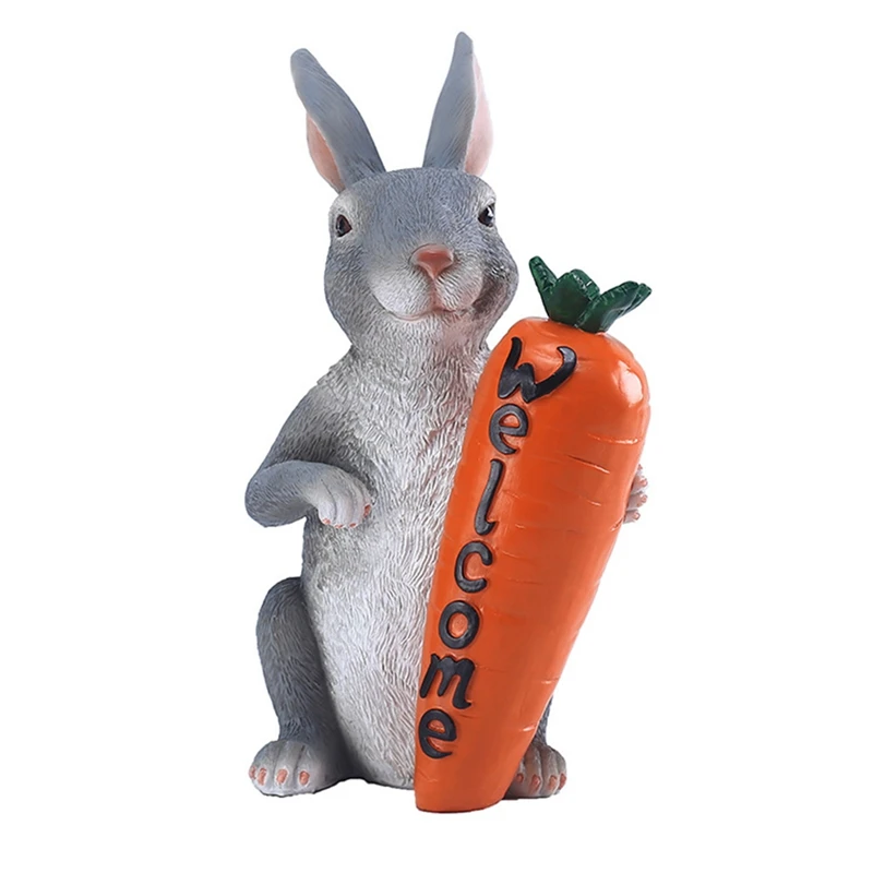 

Полимерная Пасхальная статуя кролика, поделка для декора гостиной, сада, стола с морковкой