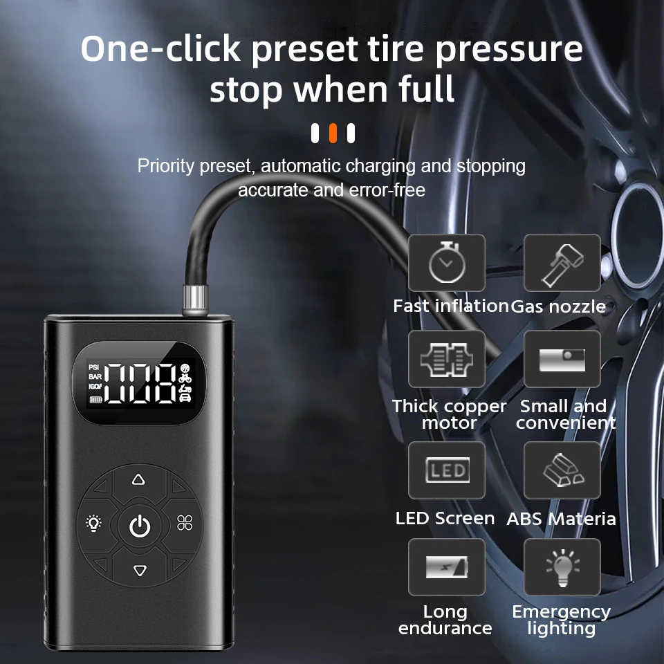 E-ACE 6000Mah Car Air Compressor 150 PSI Digital Auto Inflatable Pump Wireless For Balls Motorcycles Bicycle Boat Tyre Inflator - купить по