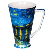 van gogh starry night bone china teacup high v mug coffee mugs milk cups vintage porcelain cups ceramic mug bubble tea cup gift