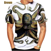 summer new polyester mens t shirt 3d casual novelty octopus tentacle print creative sea monster short sleeved mens clothing