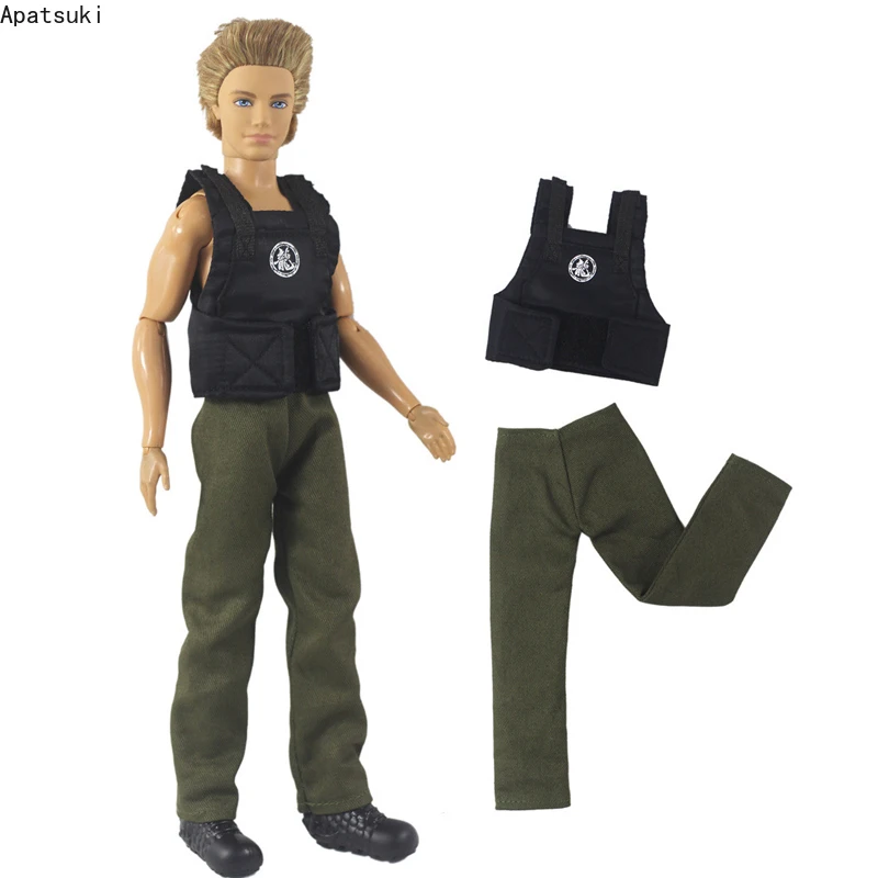 1 комплект черный жилет без рукавов длинные штаны Одежда для куклы Кен одежда