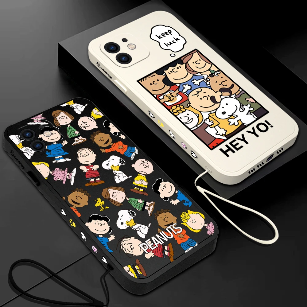 Милый чехол для телефона с аниме Снупи iPhone 16 15 14 13 12 11 Pro Max Mini X XR XSMAX 8 7 Plus мягкий