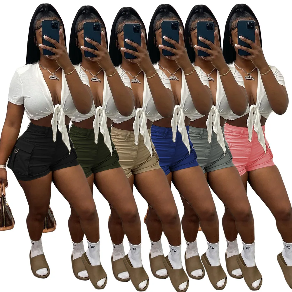 Summer New Women's Work Shorts Solid Color High Elasticity Sense of Fashion