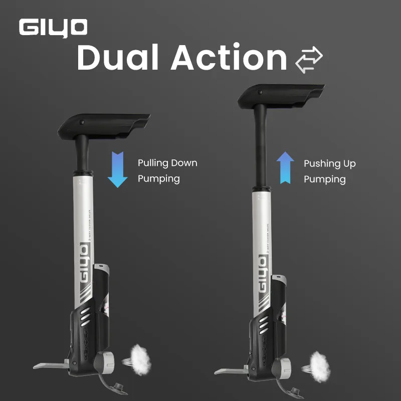 GIYO Bicycle Dual Action Pump Cycling 120psi Mini Portable Hand Pump MTB Road Bike Presta Schrader Valve Inflator Tire Air Pump