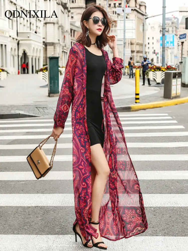 

Summer Outfits for Women 2023 Beach Dress Women's Shirt & Blouse Long Sunscreen Chiffon Shirt Beach Cover Ups for Women