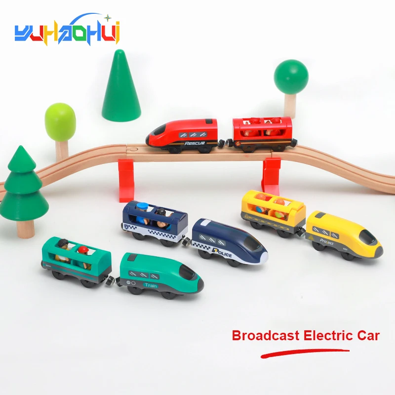 

Wooden Track Toys Electric Vehicle Group With Minifigures Train Kids Toys Compatible With Various Brands Of Wooden Track Toys