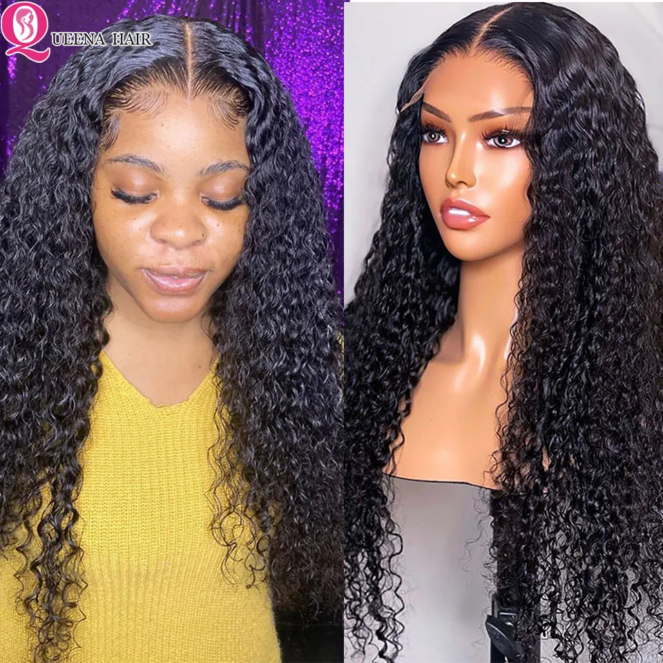 Deep Wave 30 Inch Curly Human Hair Wig 180% 13x4 HD Transparent Lace Frontal Wig For Women Frontal Wig Smooth Human Hair Wig