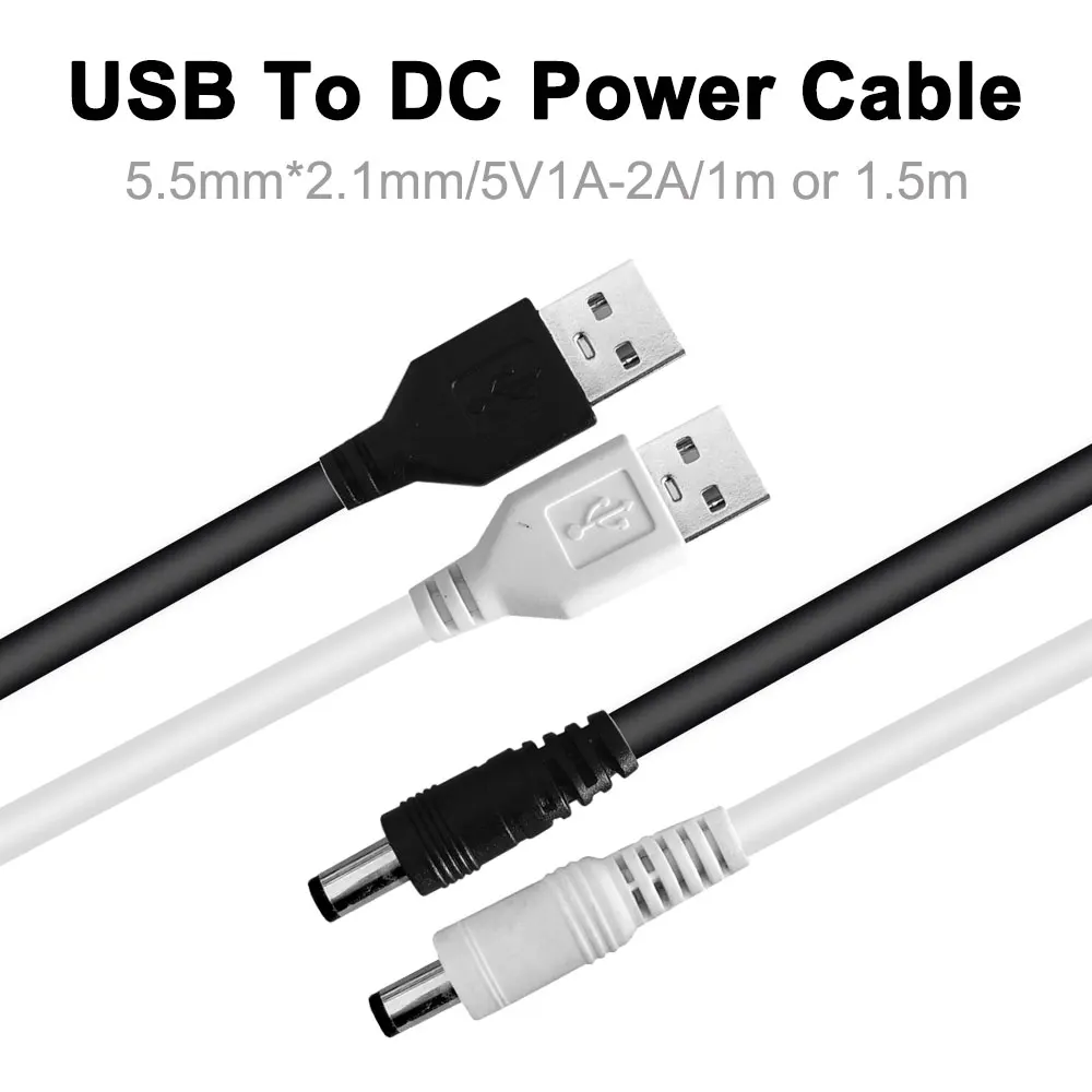 Фото Кабель питания с интерфейсом USB-DC 1,5*5,5 мм, 1 м, 2,1 м, 5 В, 1 а/2 А №1