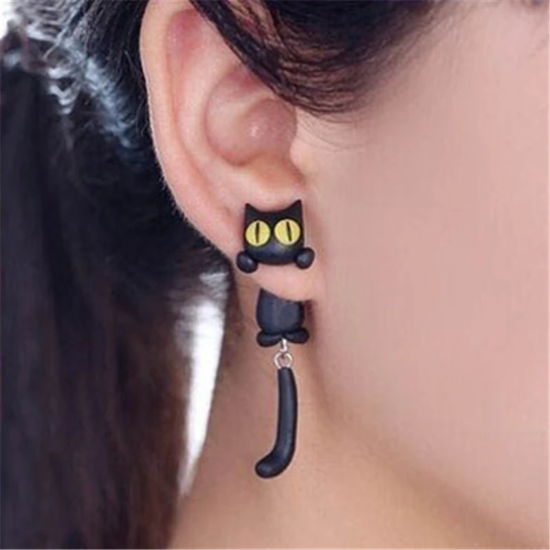 

New Fashion Handmade Cartoon 3D Polymer Clay Animal Earrings Women Cute Cat Stud Earring Ear Stud Jewelry Girls