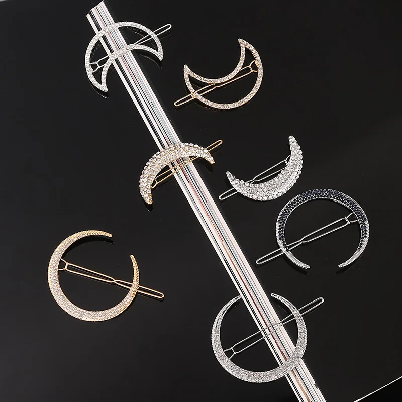 

Fashion Crystal Rhinestones Hairpin Moon Hair Clips for Women New Hair Barrette Hair Clips for Girls Headwear Hair Accessories