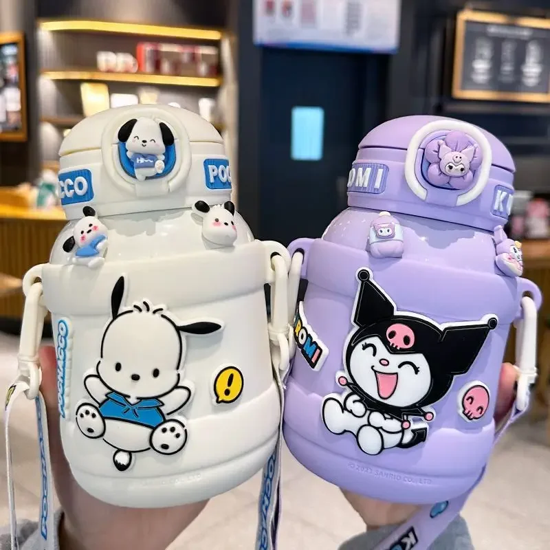 

Sanrio Kuromi My melody Cinnamoroll thermos cup for girls, high-looking, creative, portable, cartoon, cute, children's water cup