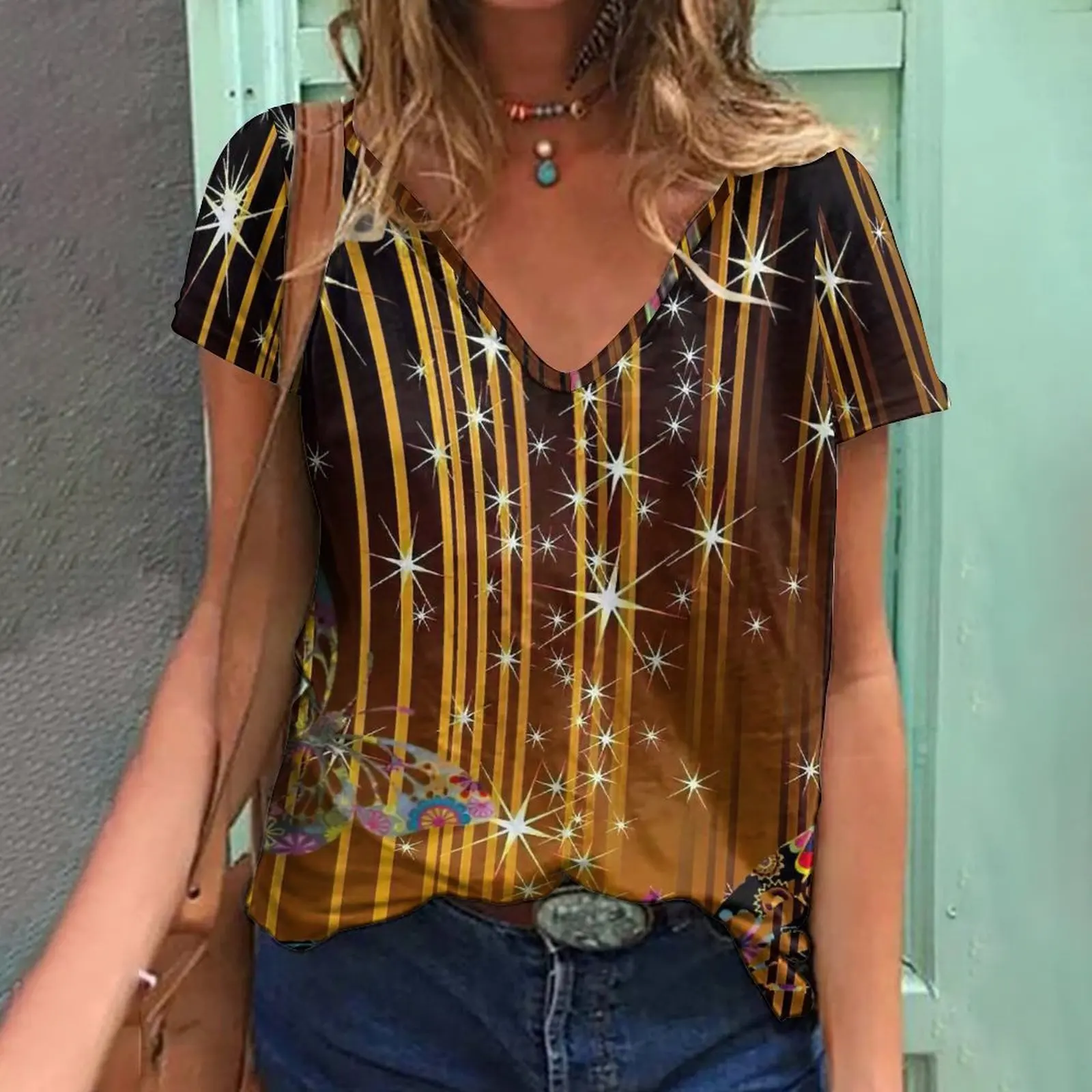 

New 2022 Summer Oversized T Shirt Women V Neck 3D Top Women Casual Short Sleeve Fashion T Shirt Clothes