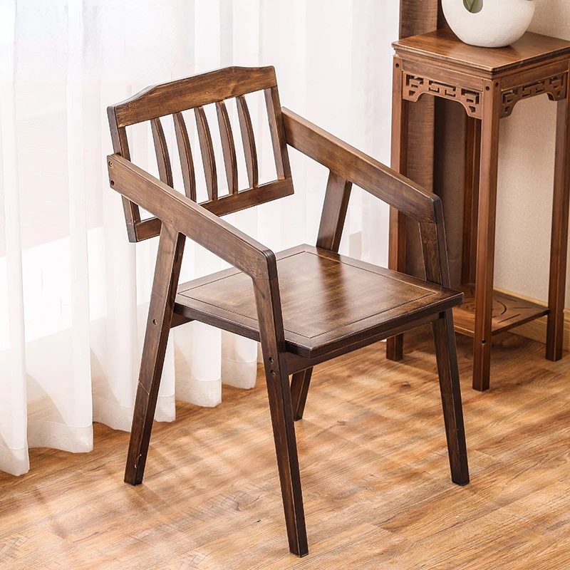 

Chinese Retro Dining Chairs Bamboo Master Chair Double Side Armrests Kitchen Chair Comfortable Backrest Living Room Furniture