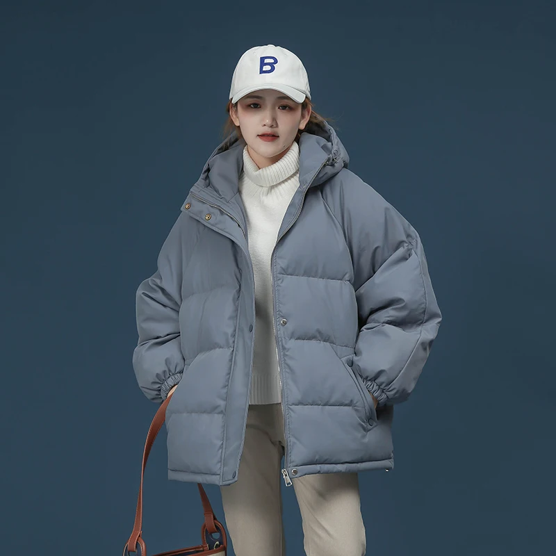 

A2021 winter new hooded bread coat female Korean version loose little student short coat cotton coat