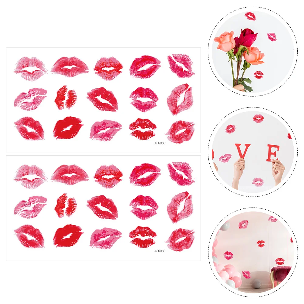 

Wall Decal Valentine Adhesive Sticker Party Lip Diy Decor Lips Stickers Festive Sticky Red Decoration Favor Room Trendy Day Peel
