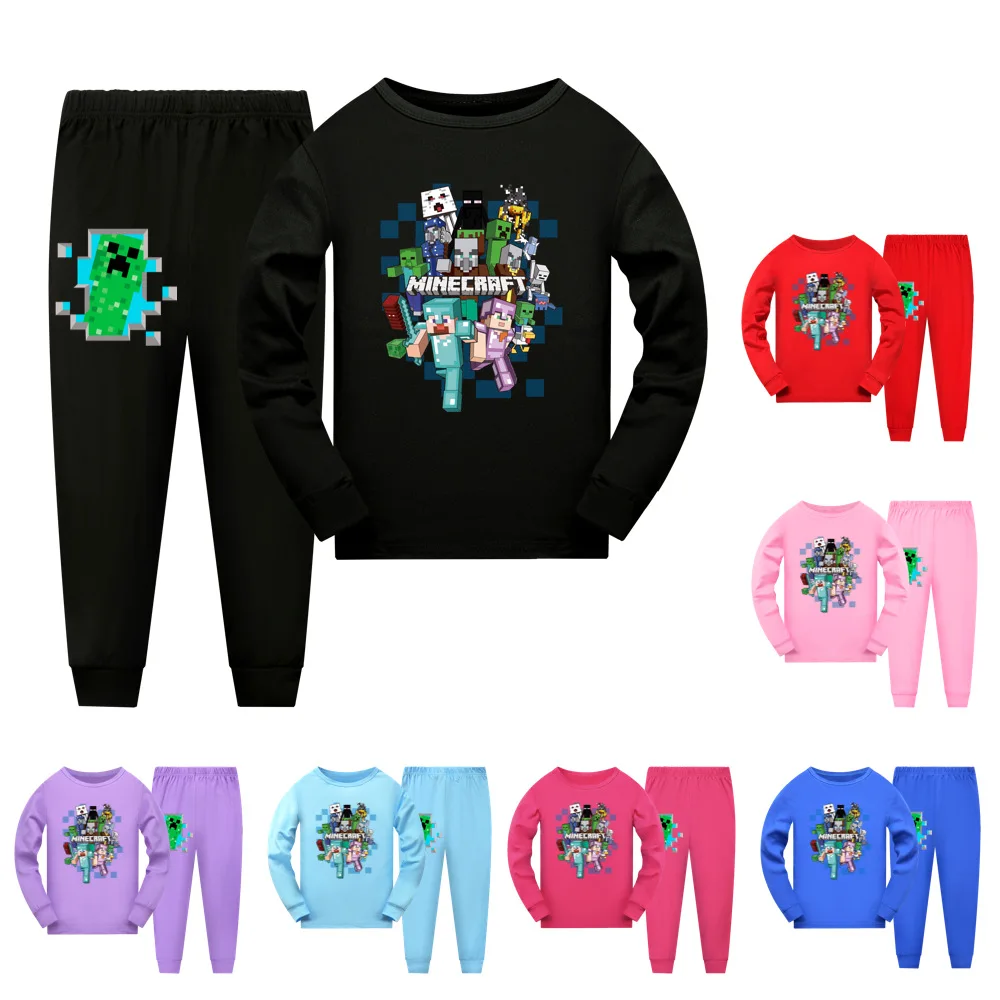 

Diamond Armor Anime Toddler Boy Clothes Autumn Pajamas Cotton Long Sleeve T Shirt + Pants Costume Girls Casual Sportswear Set