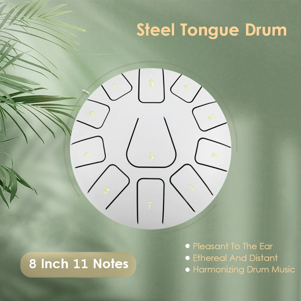 

8 Inch Steel Tongue Drum 11 Notes Handpan Drum with Drum Mallet Finger Picks Percussion Instruments for Meditation Yoga