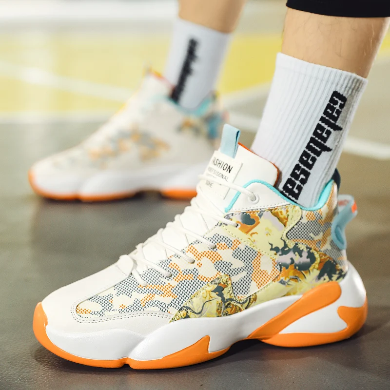 Cheap Basketball Shoes For Men Fashion High top Sneakers Men Cushion Platform Sport Shoes Street Culture Basketball Sneakers Men