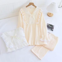 camicia da notte donna manica lunga springsummer thin ear crepe women nightwear set new comfy leisure loose lady home clothes