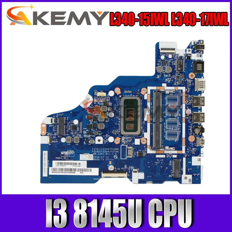 

NM-C091 For Lenovo L340-15IWL L340-17IWL Motherboard with CPU I3 8145U 0G UMA DDR4 100% Fully Tested