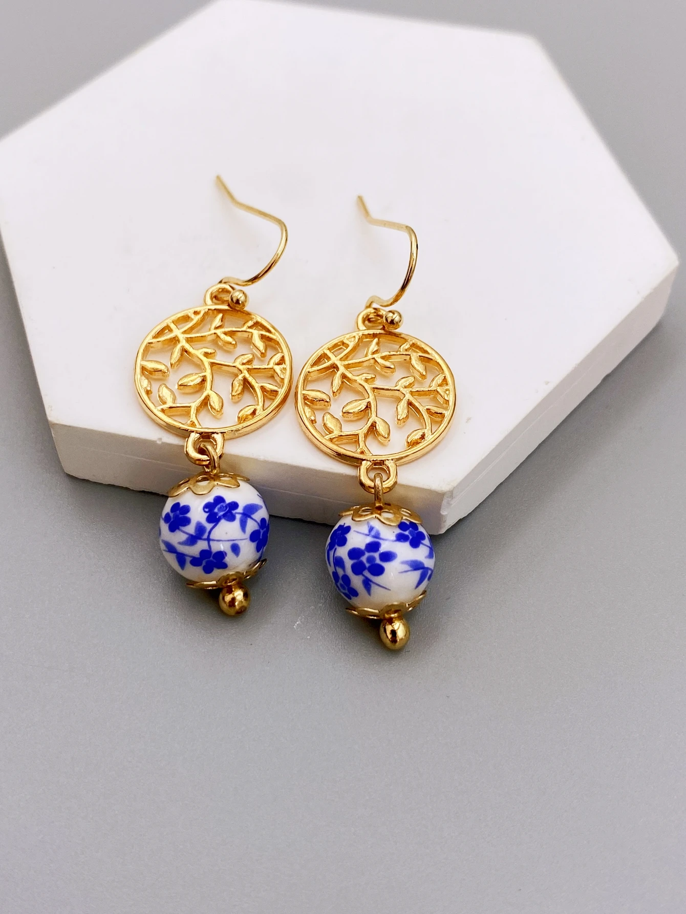 Керамические серьги ручной работы с китайскими этническими элементами