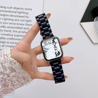 resin strap for apple watch 42mm 38mm 44mm 40mm 41mm 45mm correa candy steel braceket for iwatch series 7 6 5 4 3 2 watchband